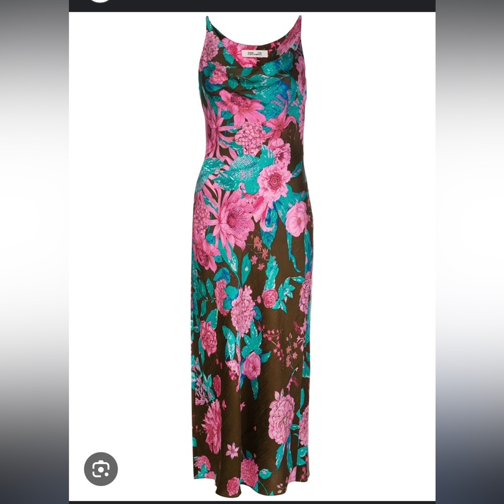 DVF Floral Maxi Dress in Pink and Green